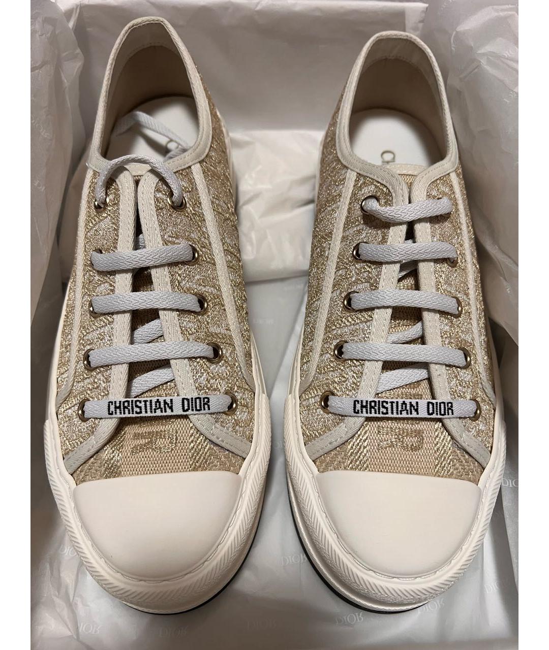 CHRISTIAN DIOR Золотые текстильные кеды, фото 4