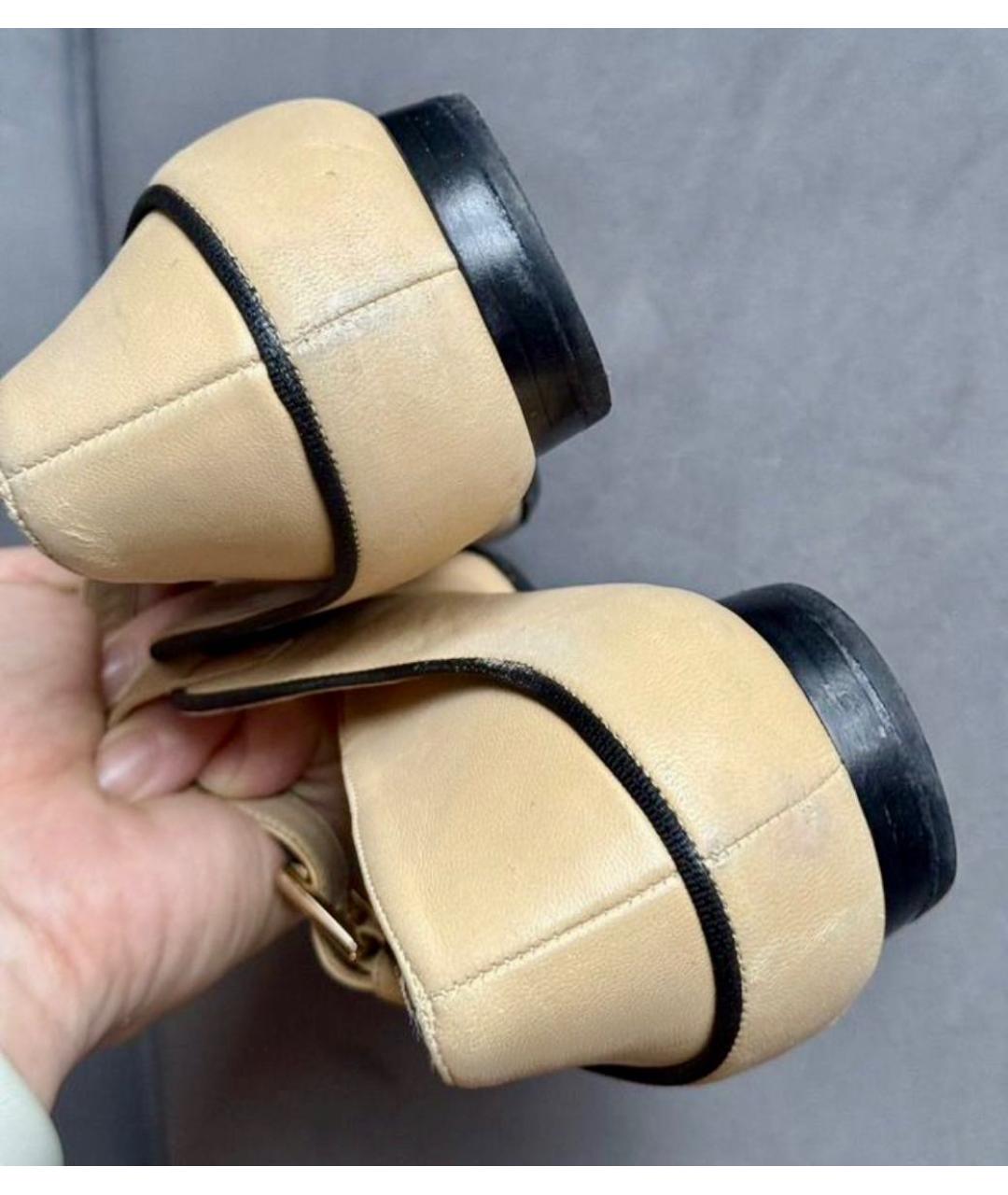 CHANEL Бежевые кожаные балетки, фото 4