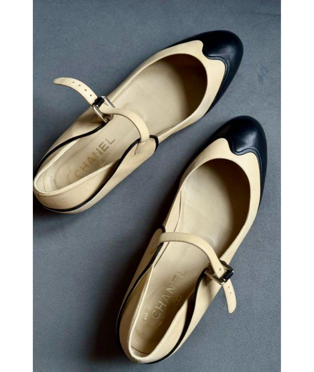 CHANEL Бежевые кожаные балетки, фото 2