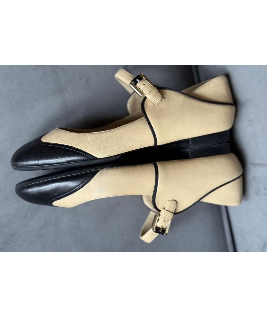 CHANEL Бежевые кожаные балетки, фото 9