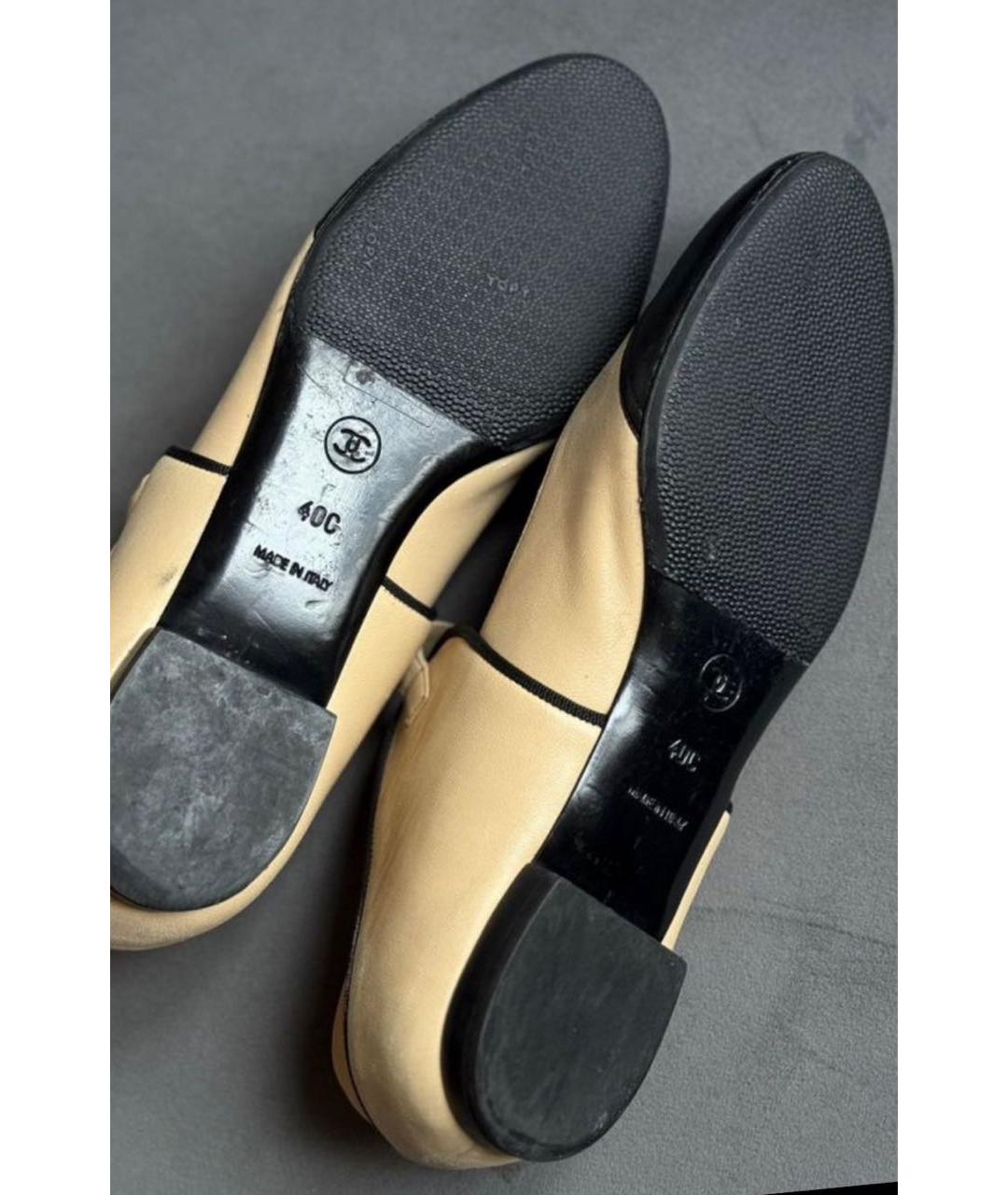 CHANEL Бежевые кожаные балетки, фото 6