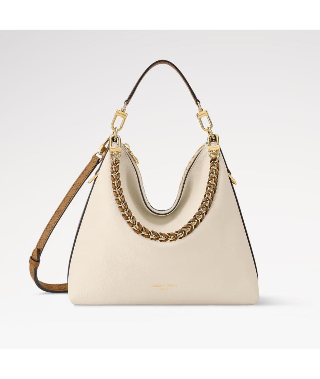 LOUIS VUITTON Бежевая кожаная сумка тоут, фото 4