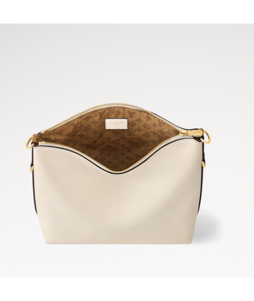 LOUIS VUITTON Бежевая кожаная сумка тоут, фото 3