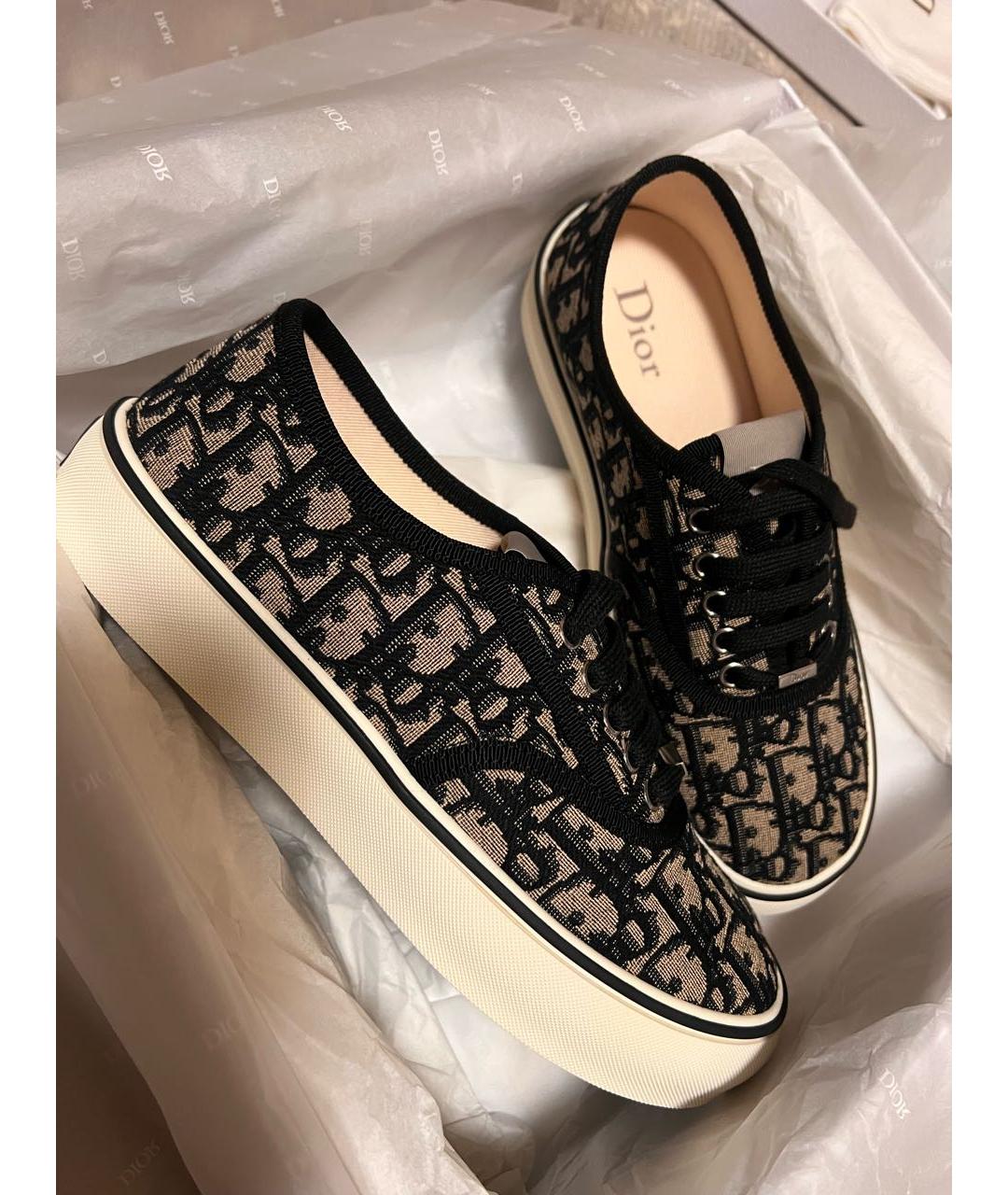 CHRISTIAN DIOR Бежевые текстильные кеды, фото 5