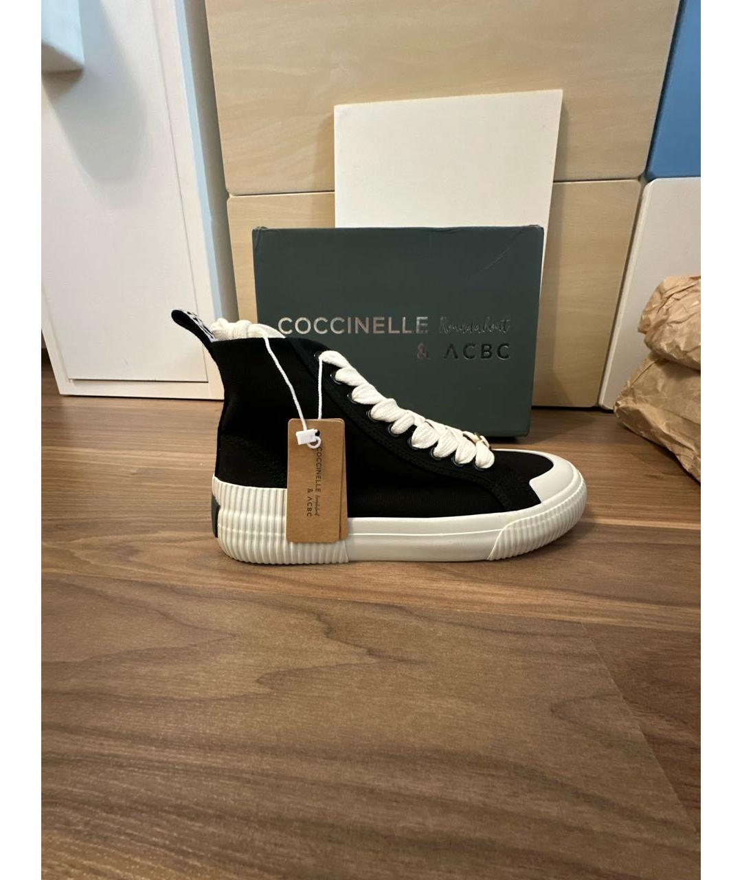 COCCINELLE Черные текстильные кеды, фото 8