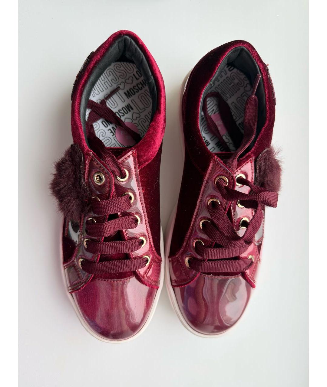 LOVE MOSCHINO Бордовые кеды, фото 2