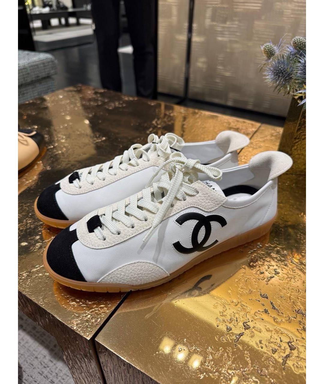 CHANEL Белые кожаные кеды, фото 5