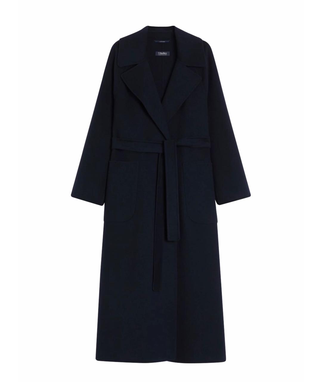 'S MAX MARA Темно-синее шерстяное пальто, фото 4