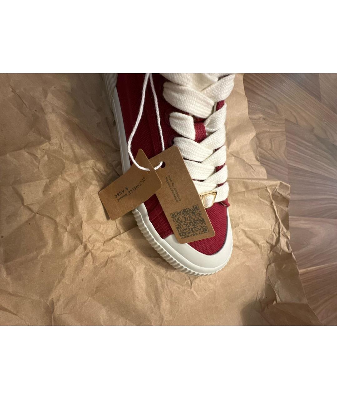 COCCINELLE Бордовые текстильные кеды, фото 5