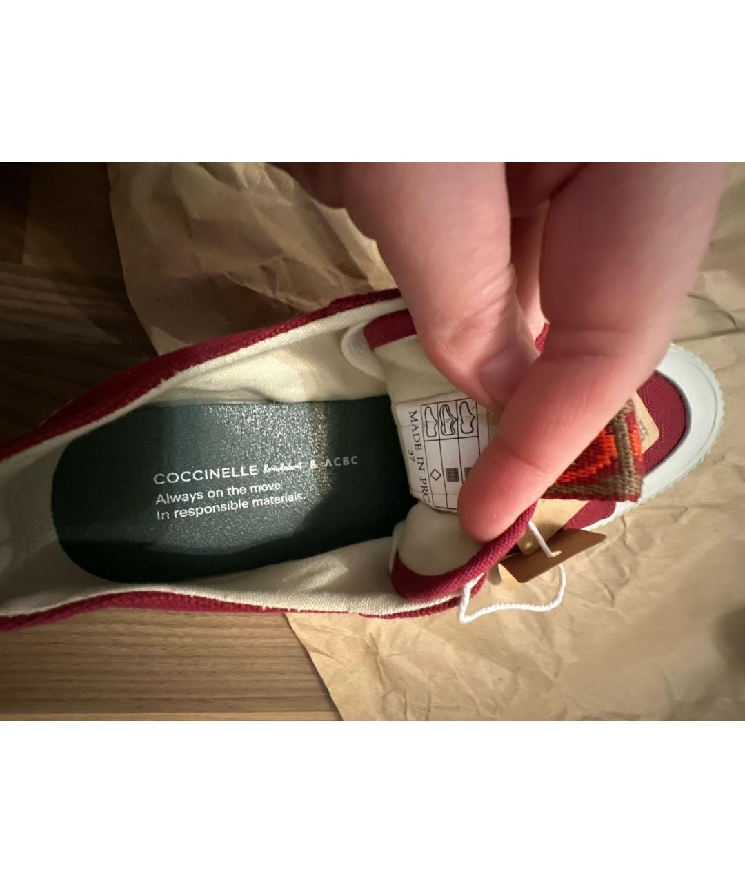 COCCINELLE Бордовые текстильные кеды, фото 4
