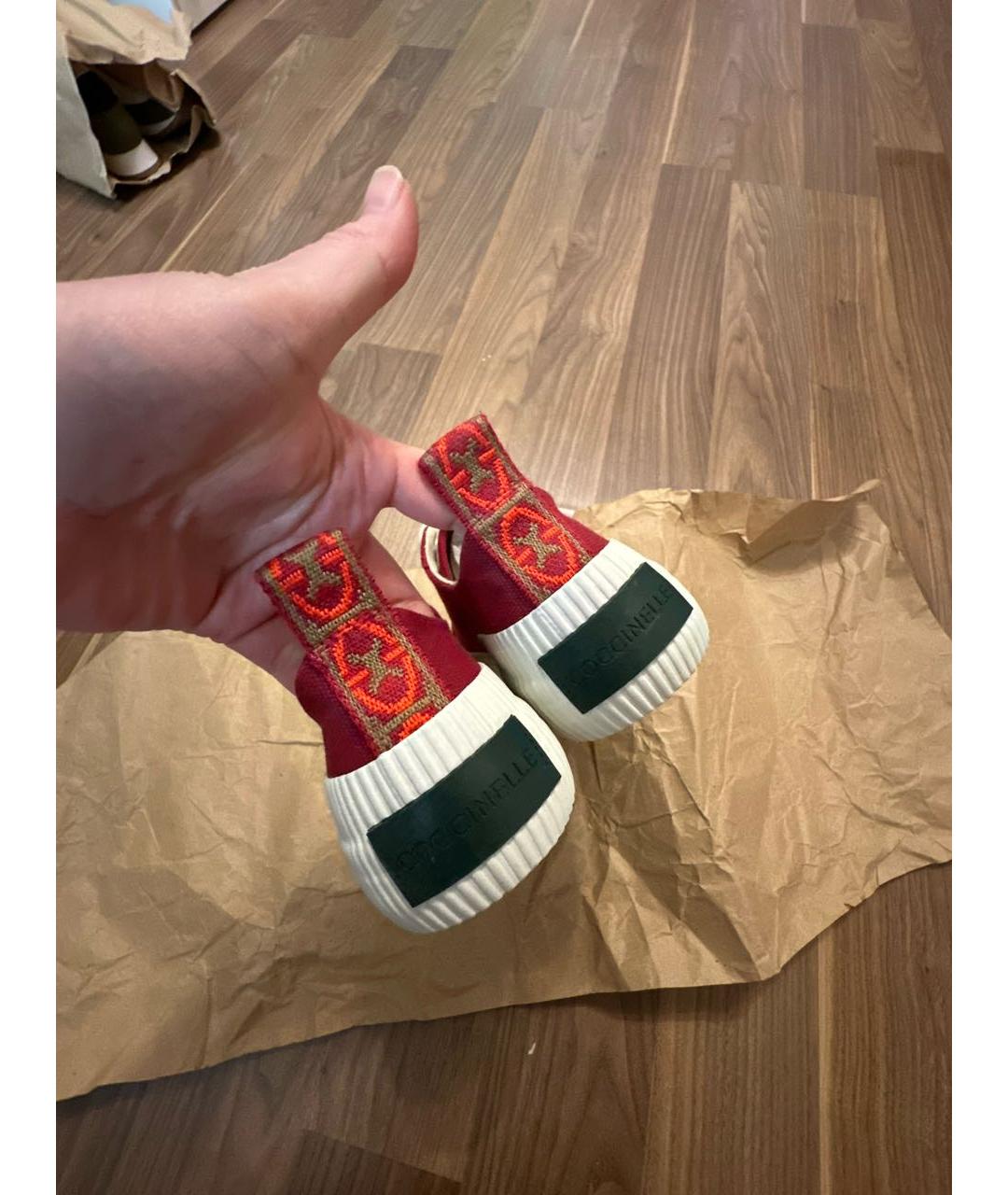 COCCINELLE Бордовые текстильные кеды, фото 3