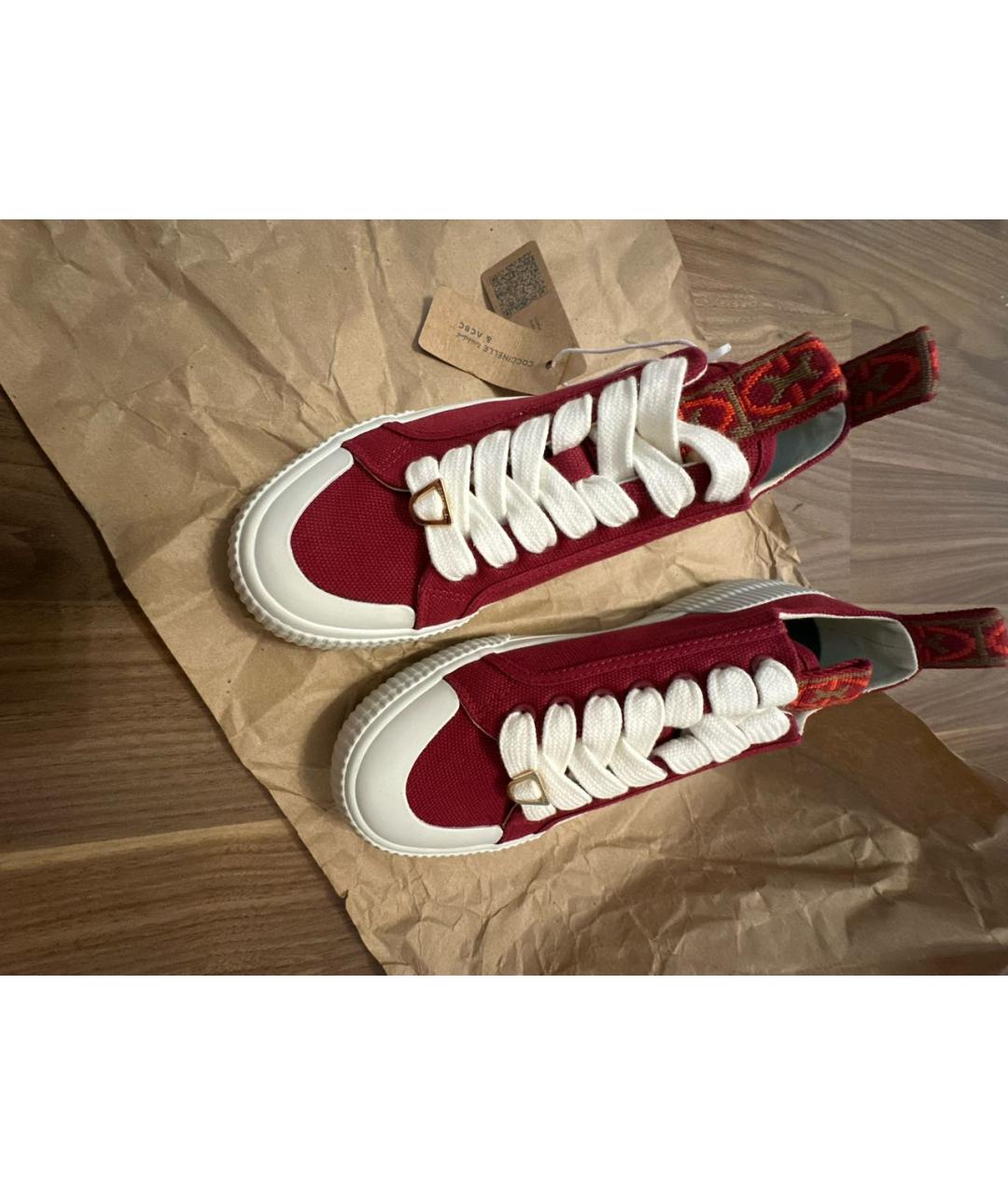 COCCINELLE Бордовые текстильные кеды, фото 2