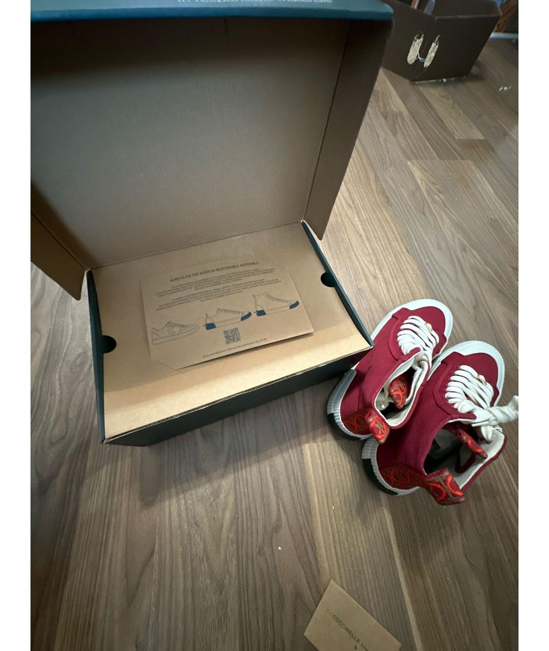 COCCINELLE Бордовые текстильные кеды, фото 5