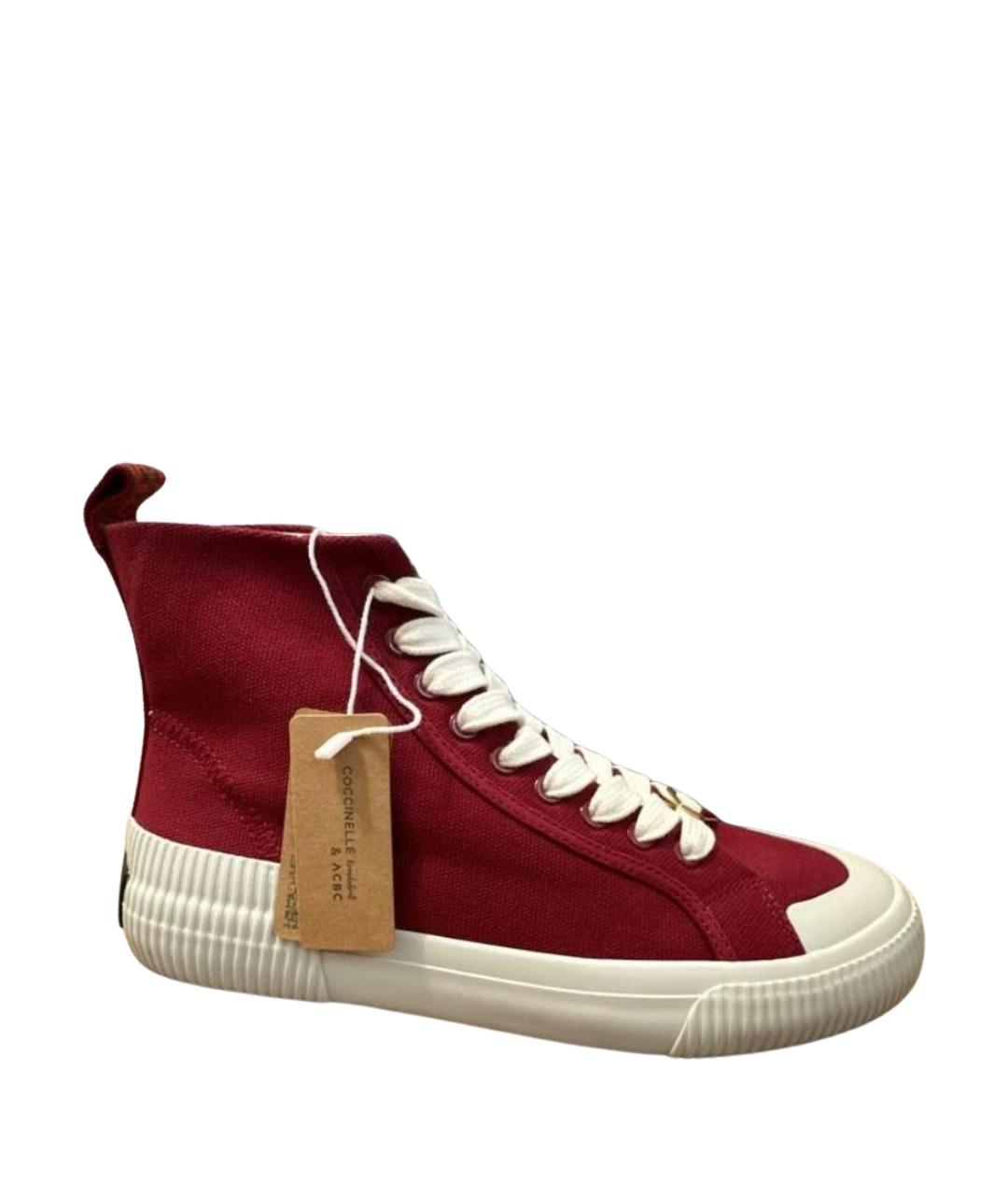 COCCINELLE Бордовые текстильные кеды, фото 1