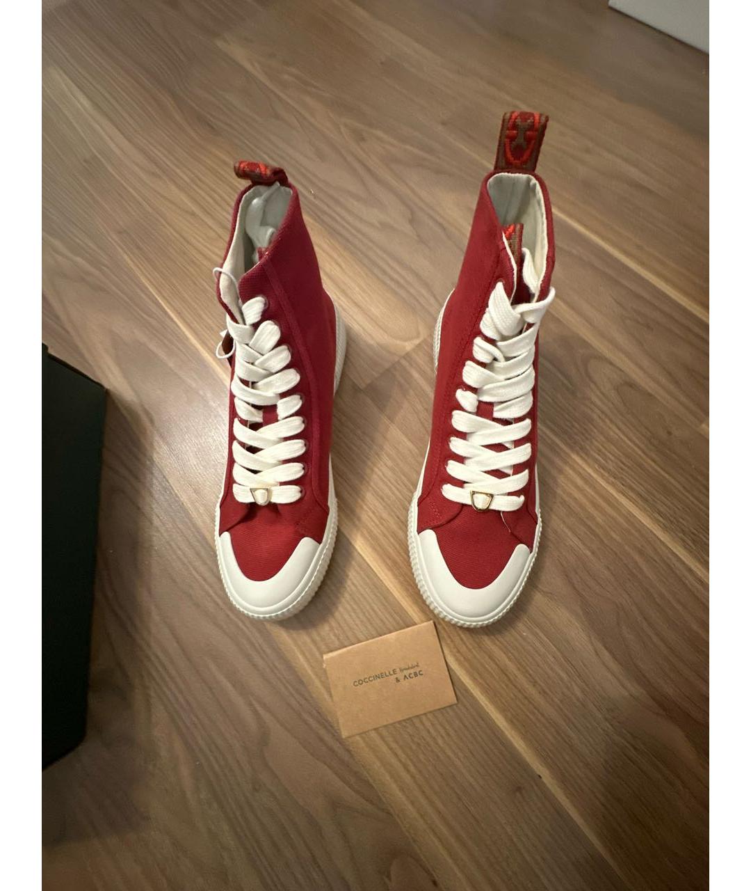 COCCINELLE Бордовые текстильные кеды, фото 2
