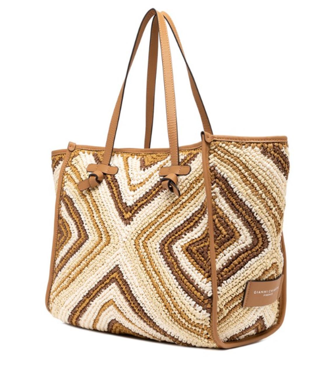 Gianni Chiarini Бежевая пелетеная сумка тоут, фото 2