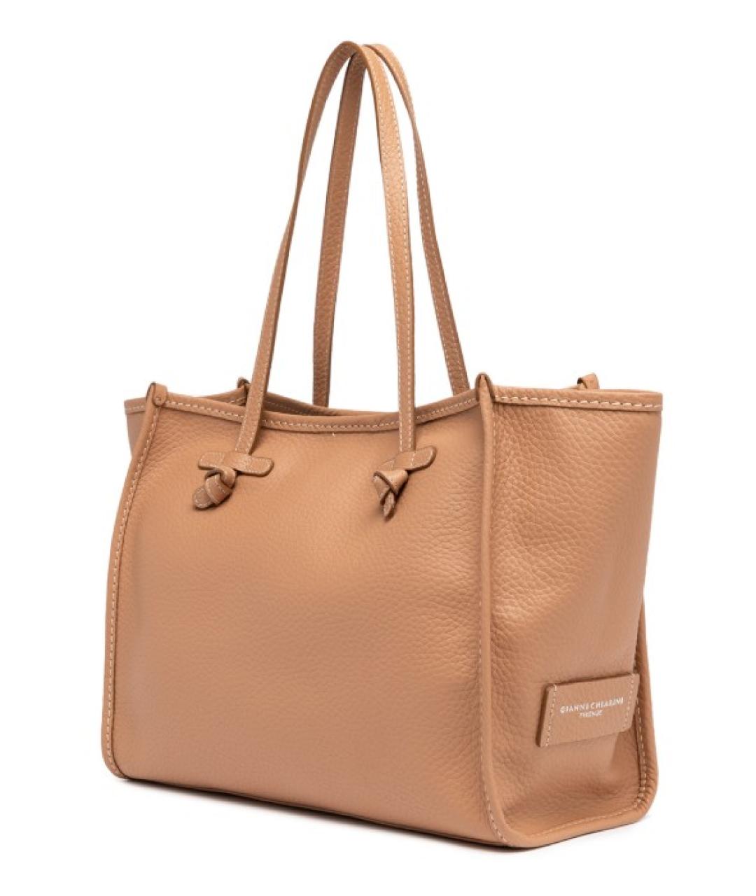 Gianni Chiarini Бежевая кожаная сумка тоут, фото 2