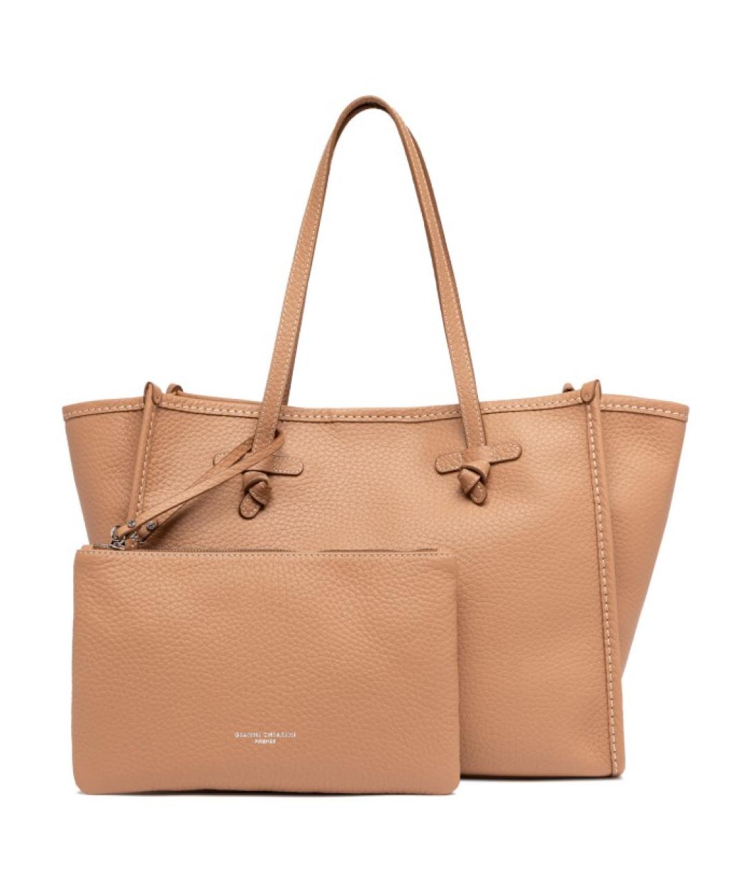 Gianni Chiarini Бежевая кожаная сумка тоут, фото 3