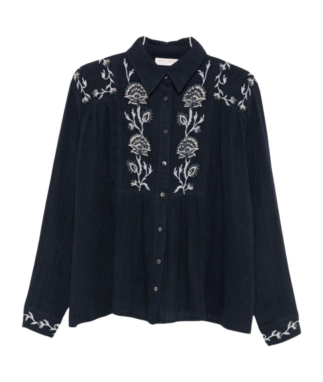 MAISON HOTEL Темно-синяя хлопковая рубашка, фото 1