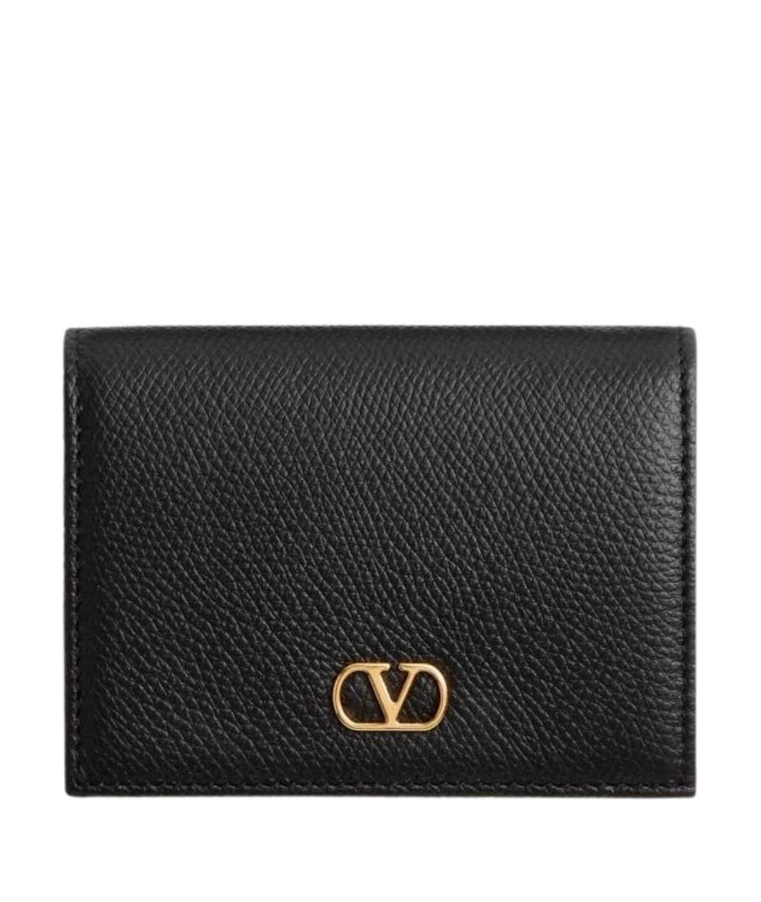 VALENTINO Черный кожаный кошелек, фото 1