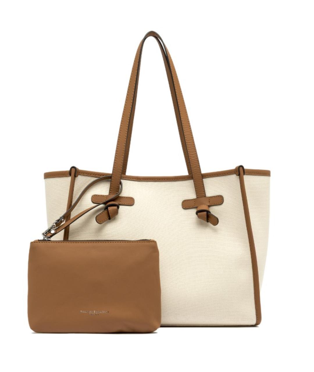 Gianni Chiarini Бежевая тканевая сумка тоут, фото 3