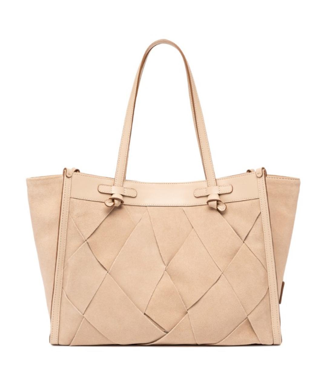 Gianni Chiarini Бежевая кожаная сумка тоут, фото 3