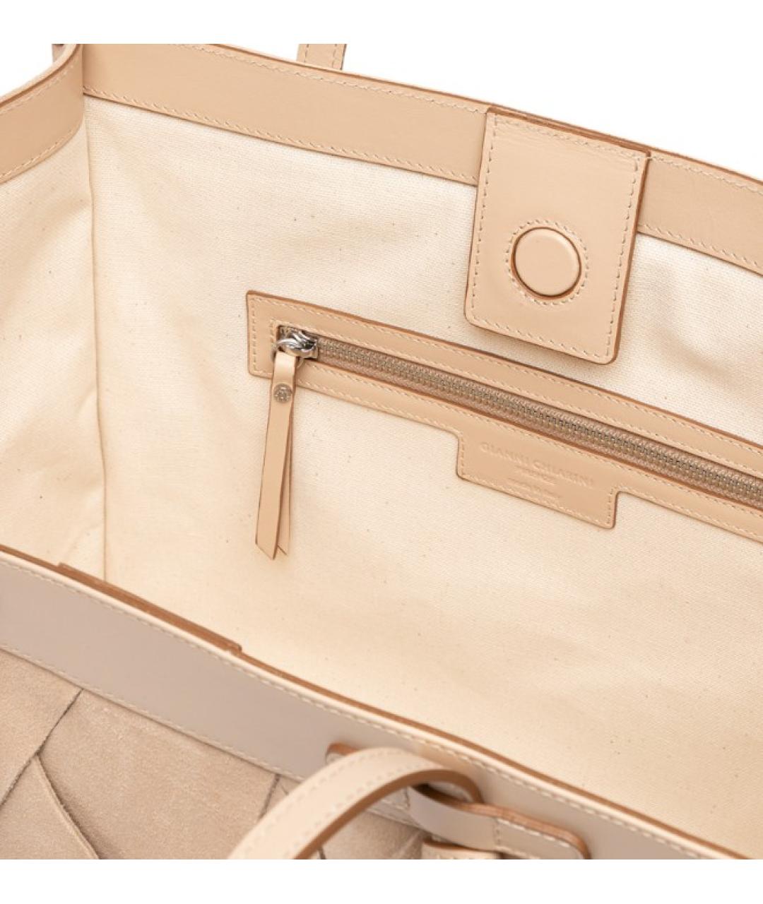 Gianni Chiarini Бежевая кожаная сумка тоут, фото 4