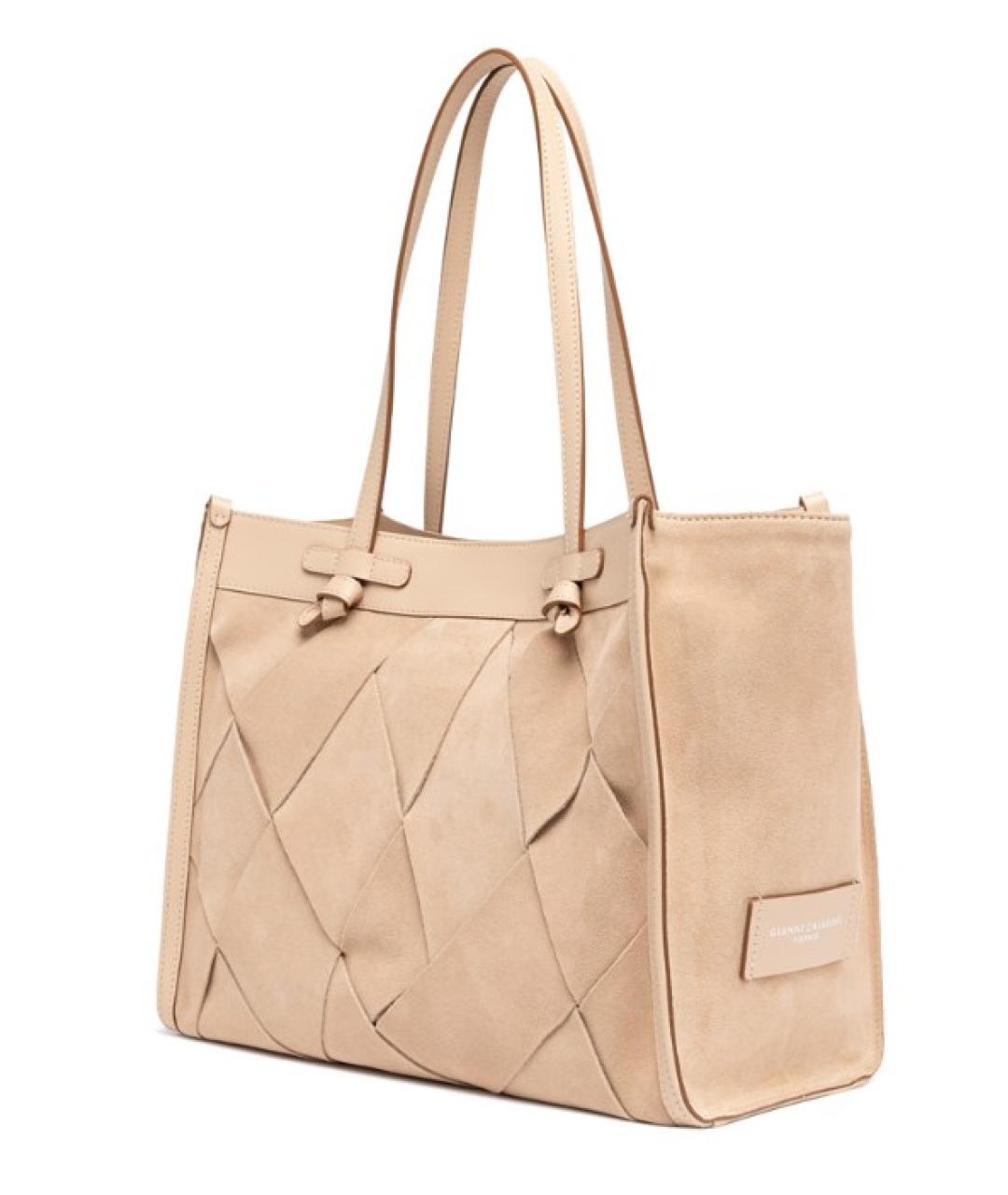 Gianni Chiarini Бежевая кожаная сумка тоут, фото 2