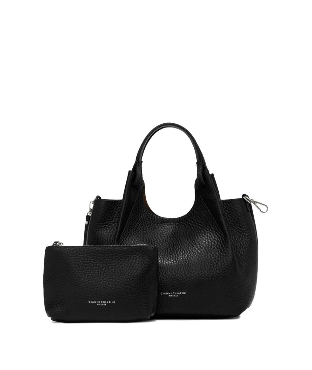 Gianni Chiarini Черная кожаная сумка тоут, фото 5