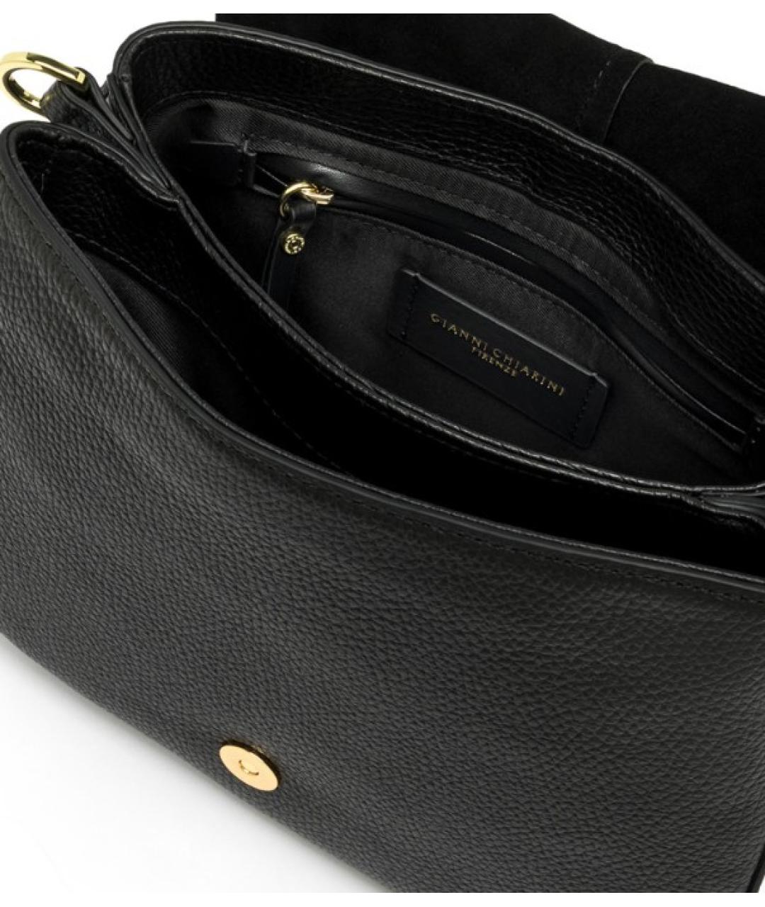 Gianni Chiarini Черная кожаная сумка через плечо, фото 5