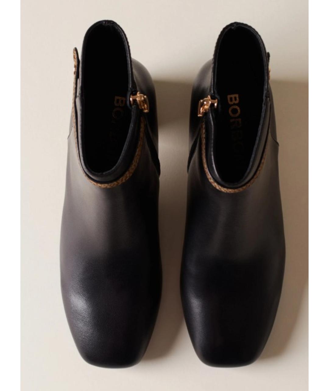 BORBONESE Черные кожаные ботильоны, фото 3