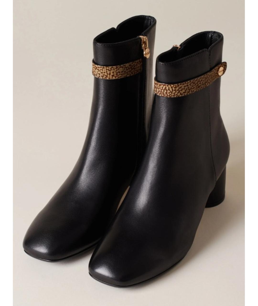 BORBONESE Черные кожаные ботильоны, фото 2