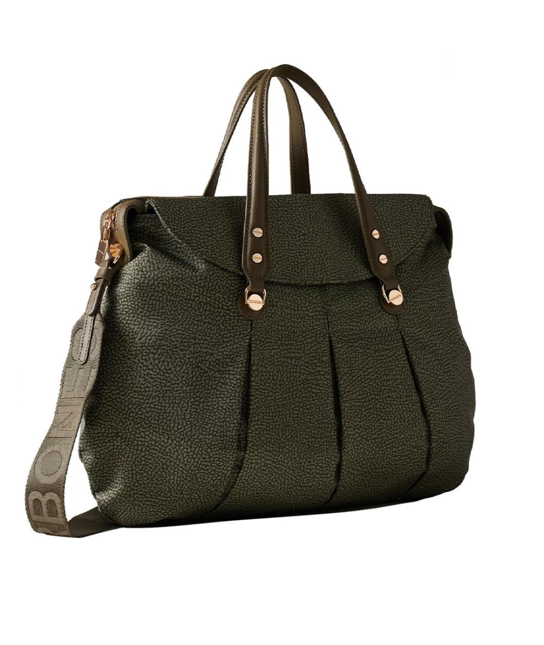 BORBONESE Зеленая кожаная сумка тоут, фото 2