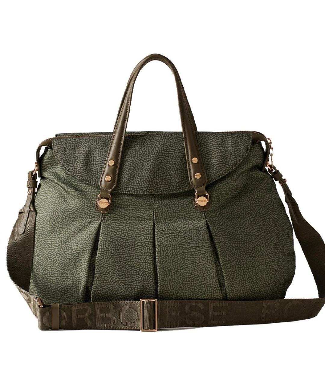 BORBONESE Зеленая кожаная сумка тоут, фото 3