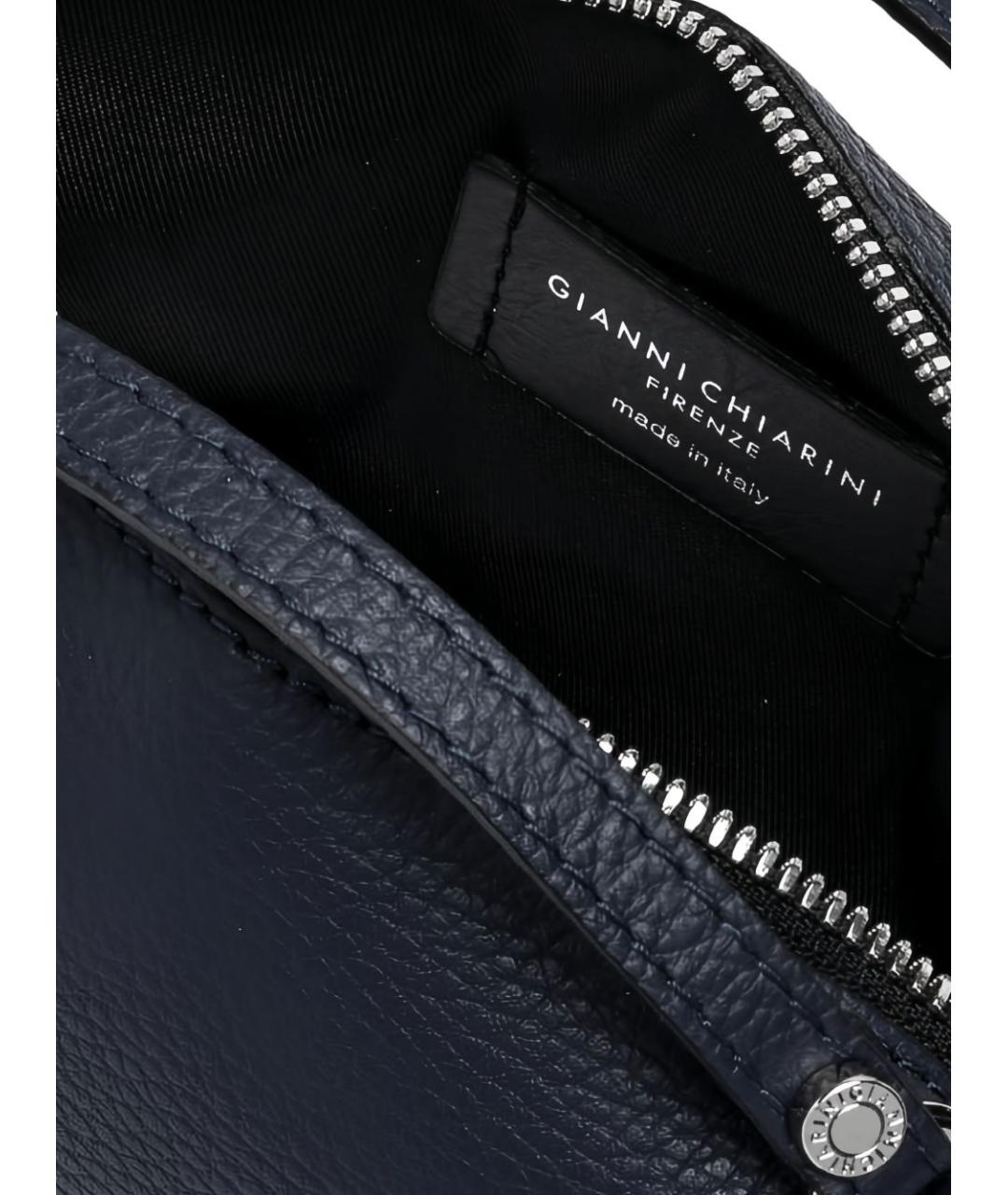 Gianni Chiarini Темно-синяя кожаная сумка с короткими ручками, фото 4