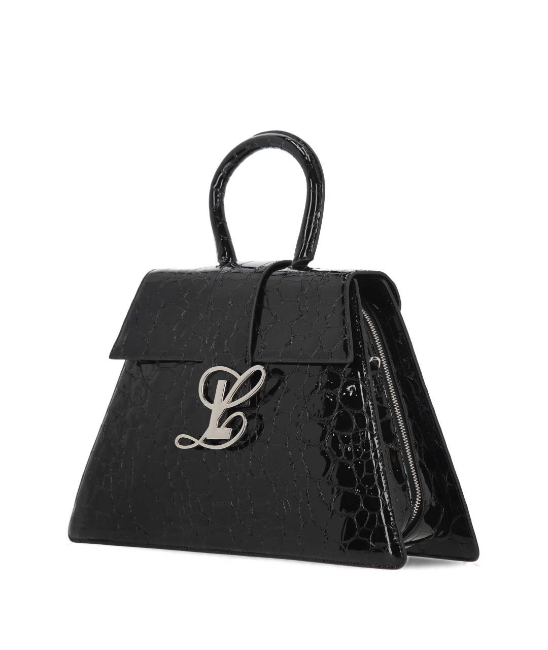 LUAR Черная кожаная сумка с короткими ручками, фото 2