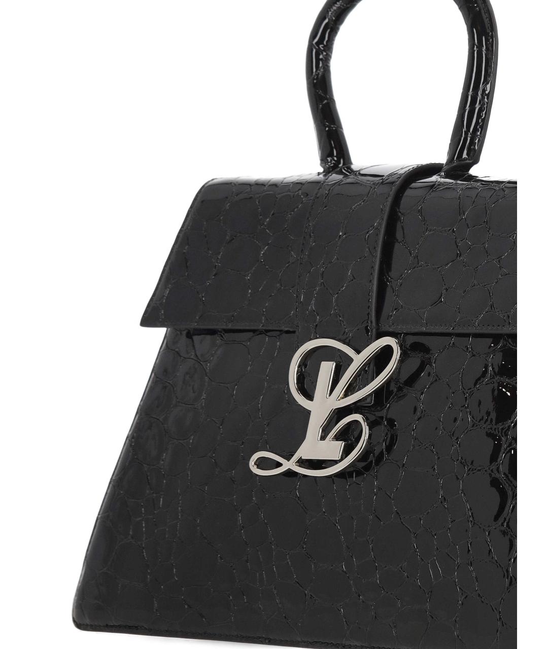 LUAR Черная кожаная сумка с короткими ручками, фото 4