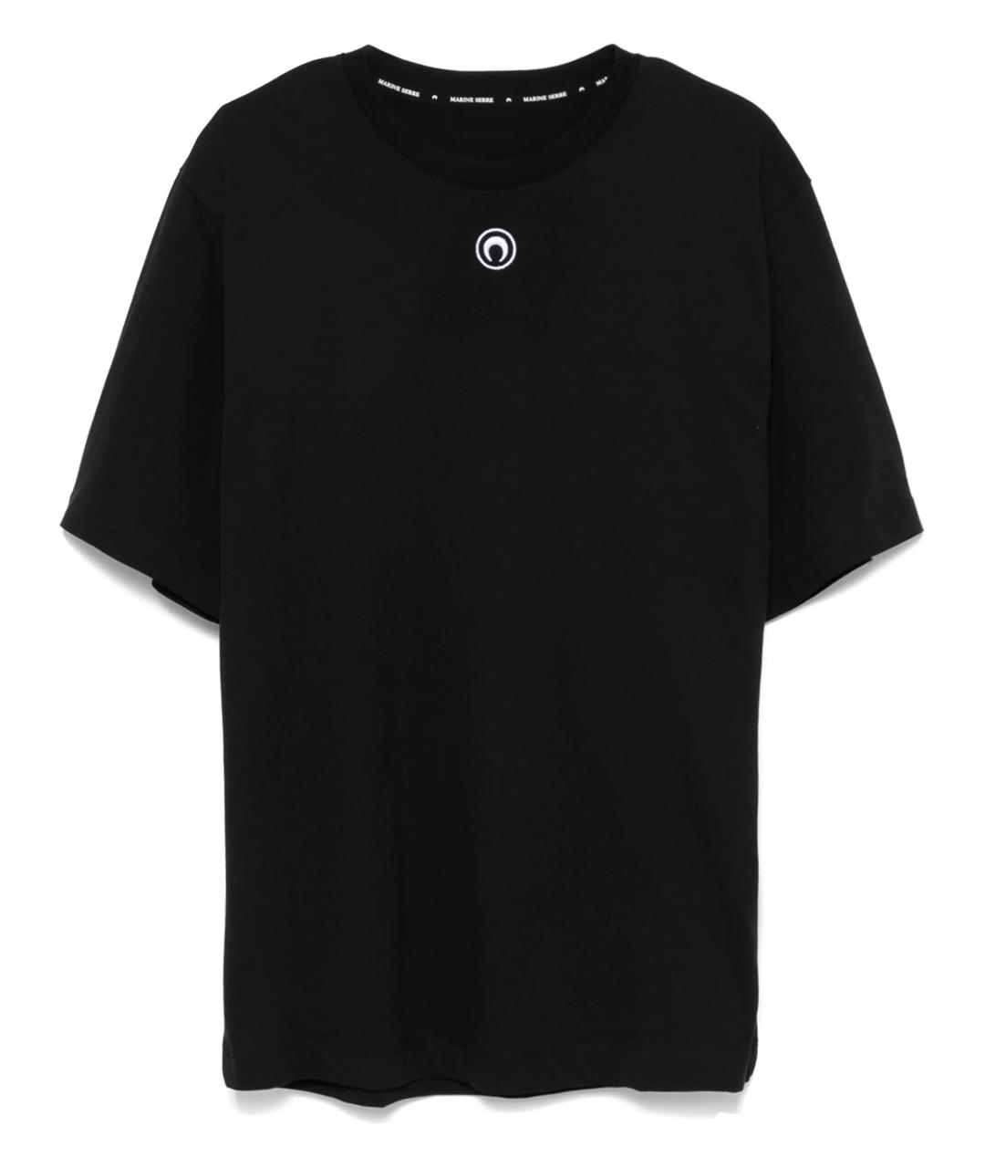 MARINE SERRE Черная хлопковая футболка, фото 1