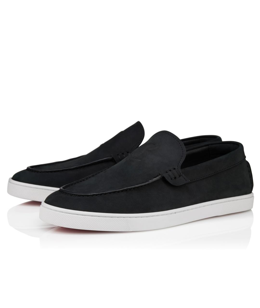 CHRISTIAN LOUBOUTIN Черные замшевые лоферы, фото 2