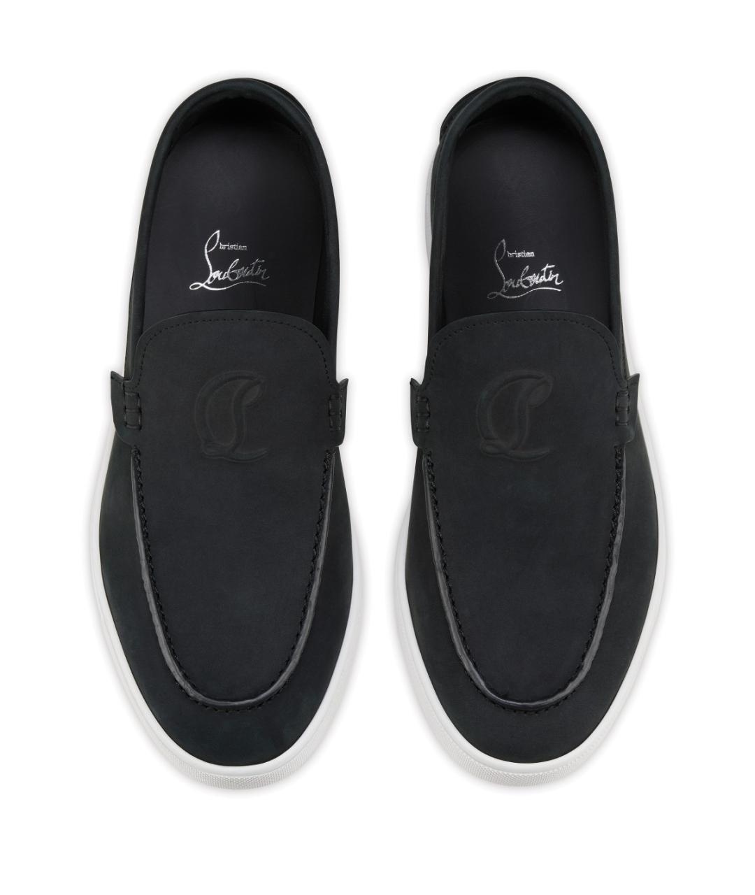 CHRISTIAN LOUBOUTIN Черные замшевые лоферы, фото 4