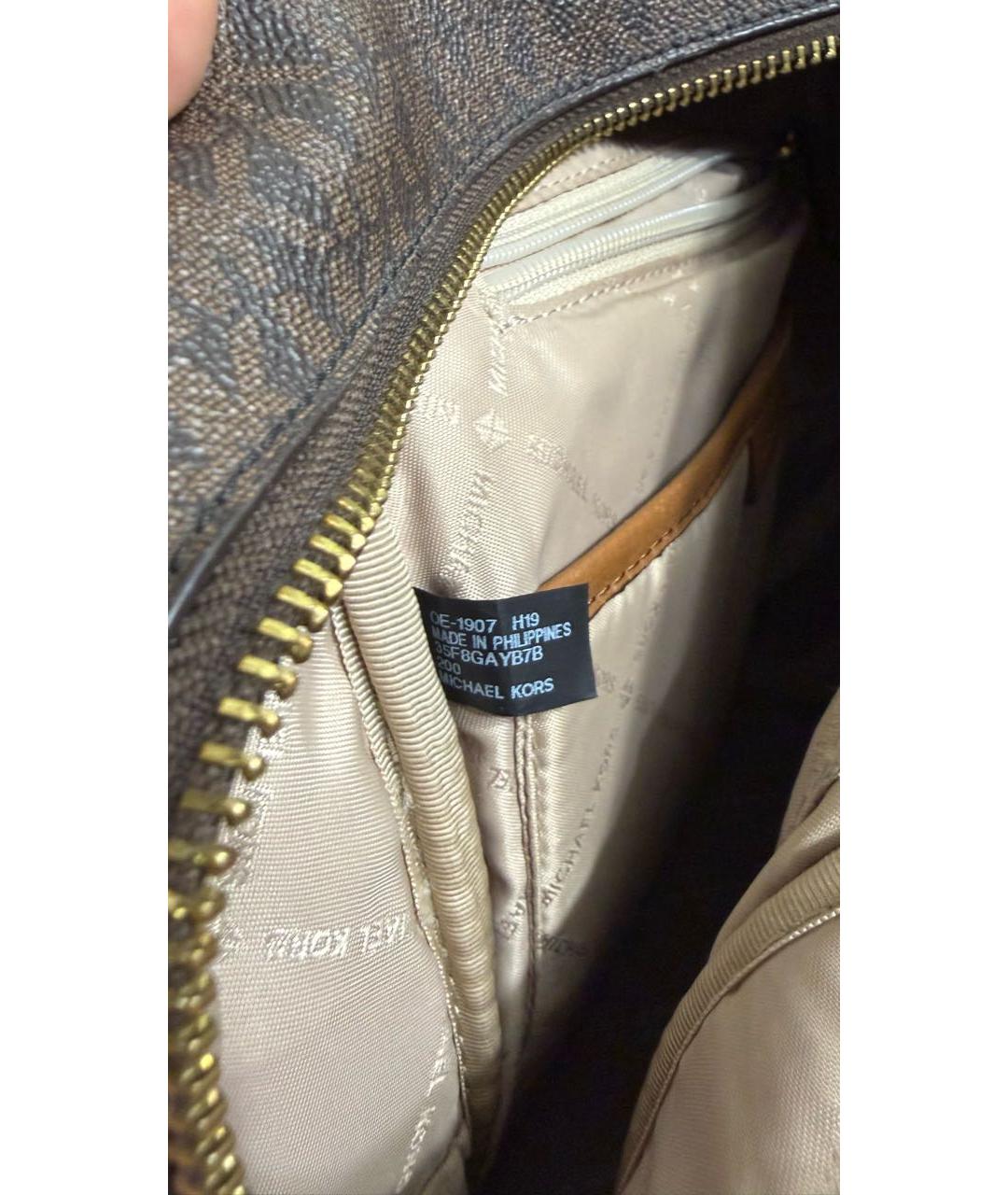 MICHAEL KORS Коричневый рюкзак из искусственной кожи, фото 7