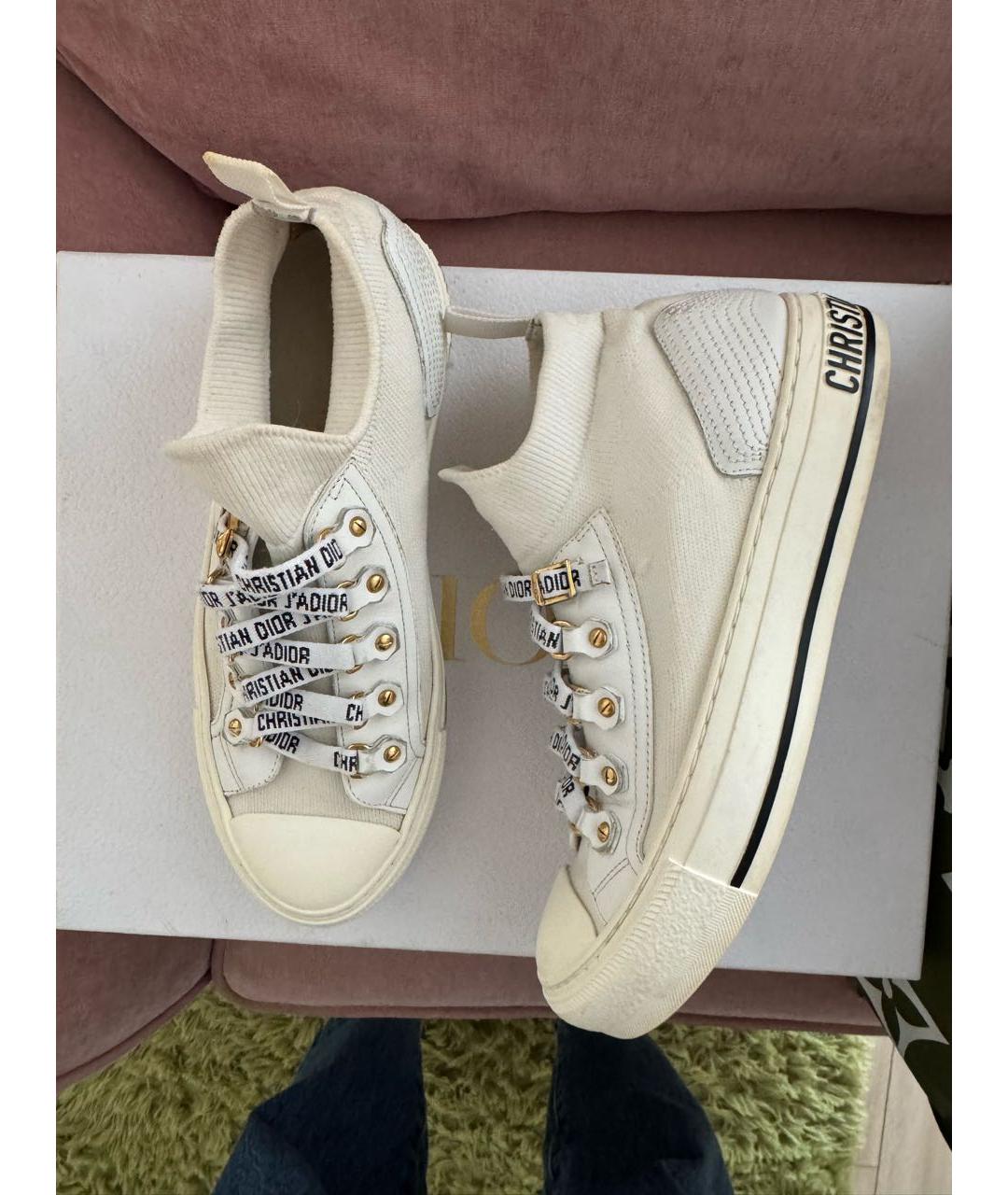CHRISTIAN DIOR Бежевые текстильные кеды, фото 5