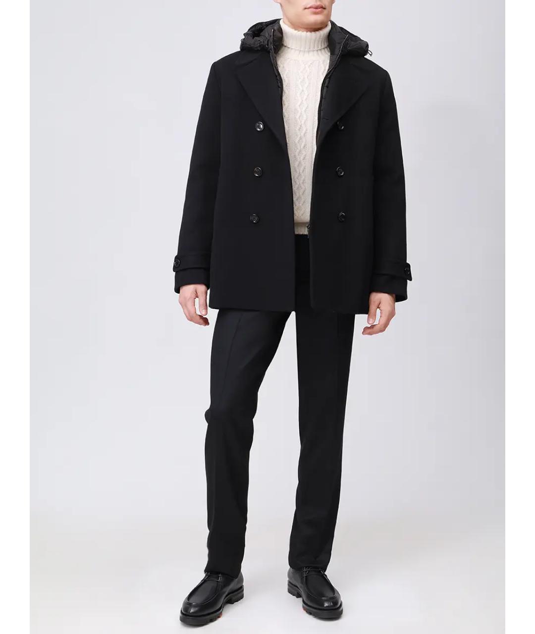 MOORER Черное шерстяное пальто, фото 3