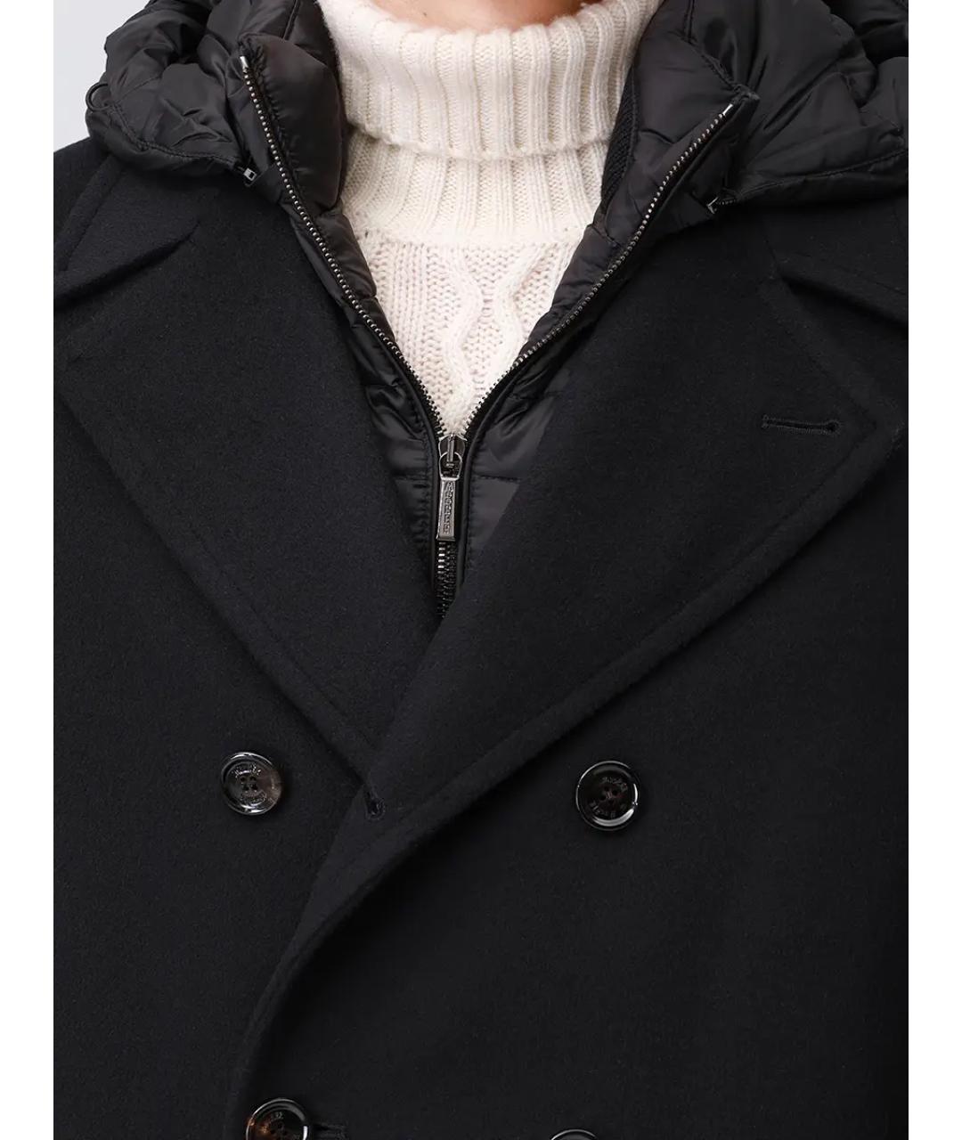 MOORER Черное шерстяное пальто, фото 5