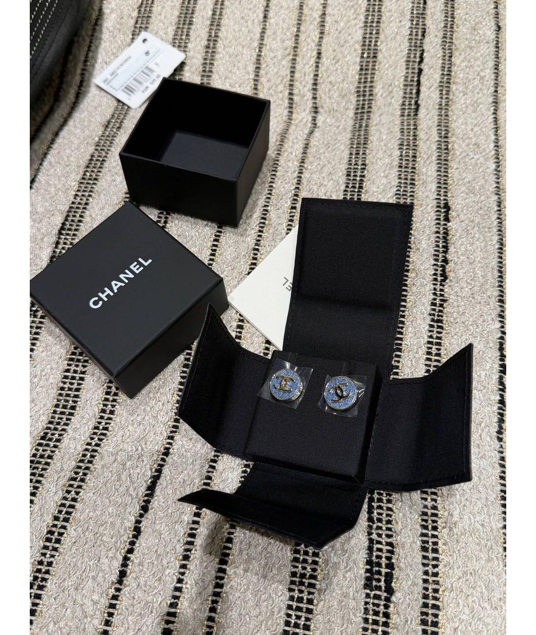 CHANEL Синие латунные серьги, фото 3