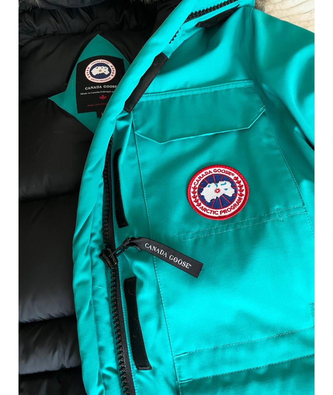 CANADA GOOSE Бирюзовый полиэстеровый пуховик, фото 4