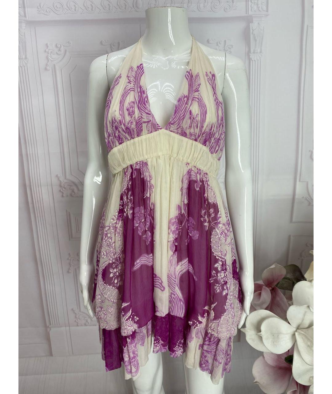 ROBERTO CAVALLI Мульти шелковое платье, фото 5