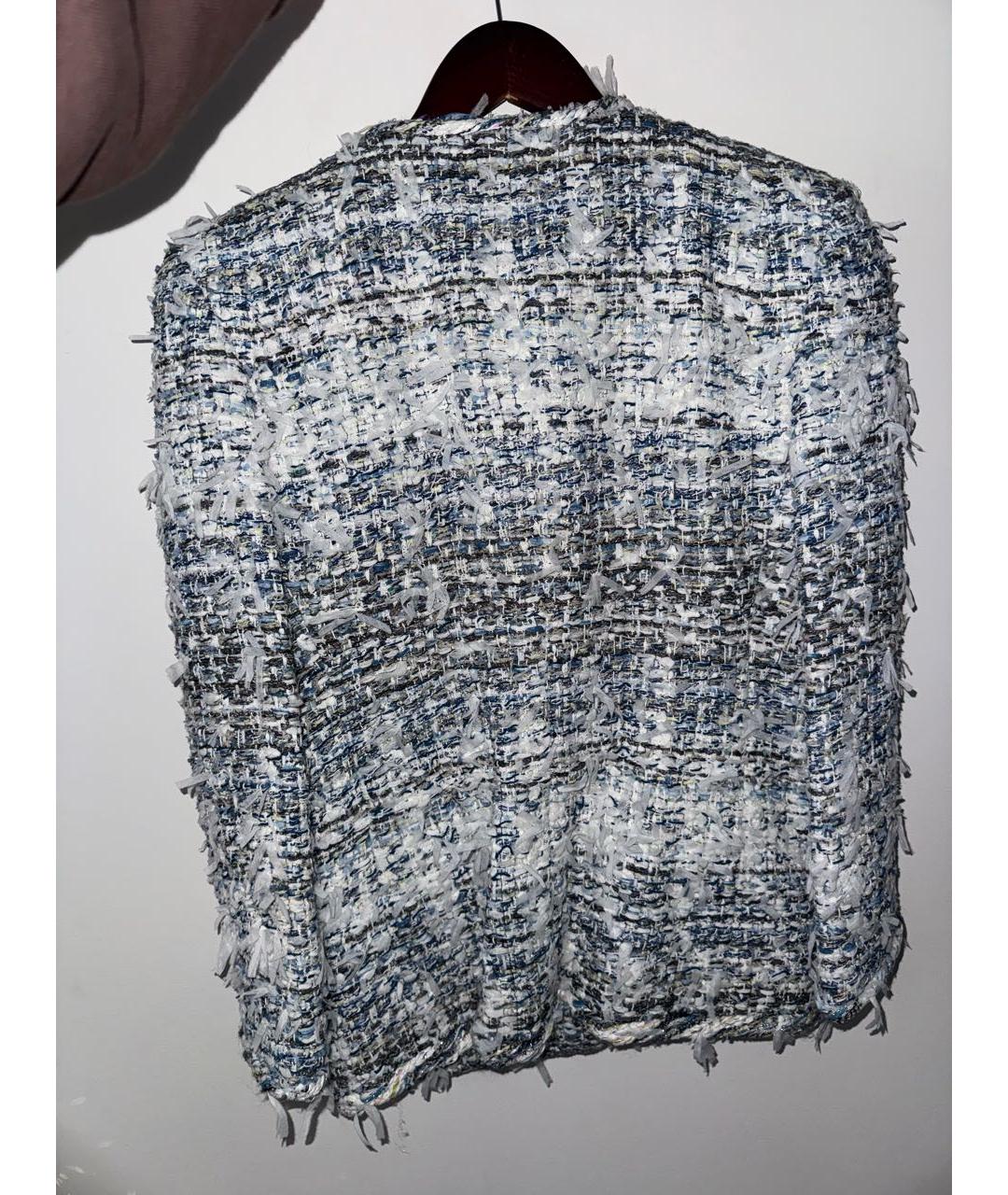 CHANEL Голубой твидовый жакет/пиджак, фото 2