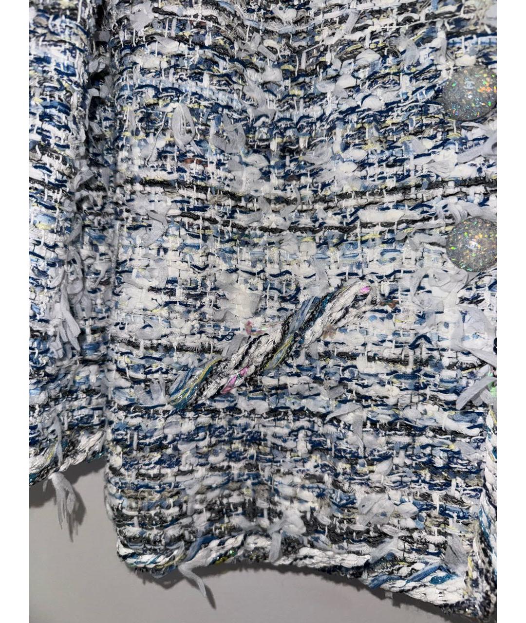 CHANEL Голубой твидовый жакет/пиджак, фото 4