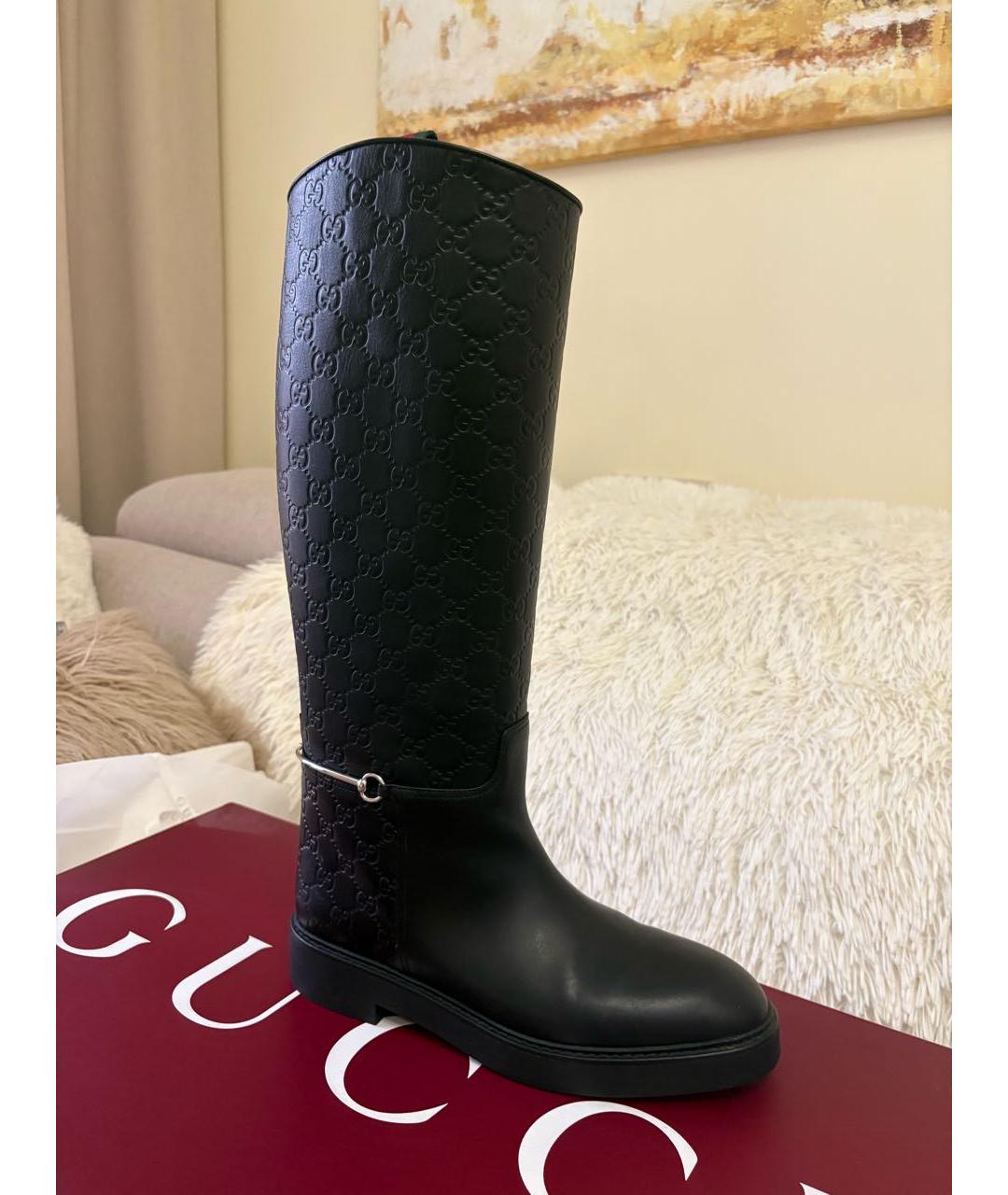 GUCCI Черные кожаные сапоги, фото 8